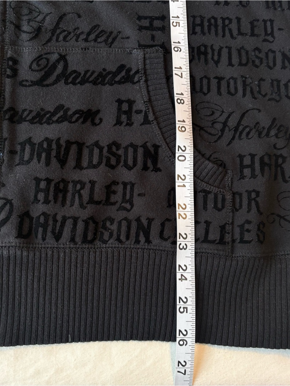 Harley-Davidson Black Velour Full Zip Hoodie All Over Print size 2W - Picture 3 of 8